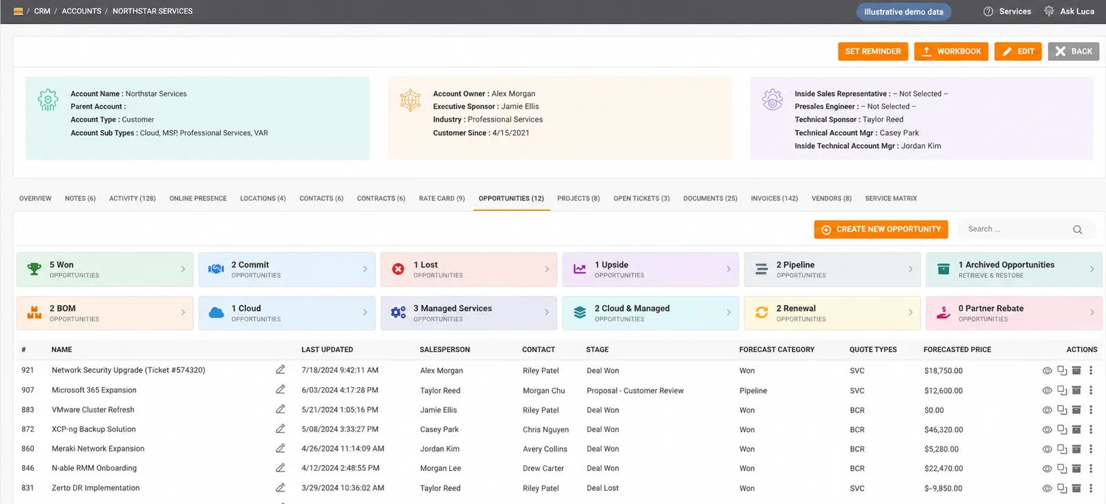 Cinch Opportunities & pipeline, with fictional demo data
